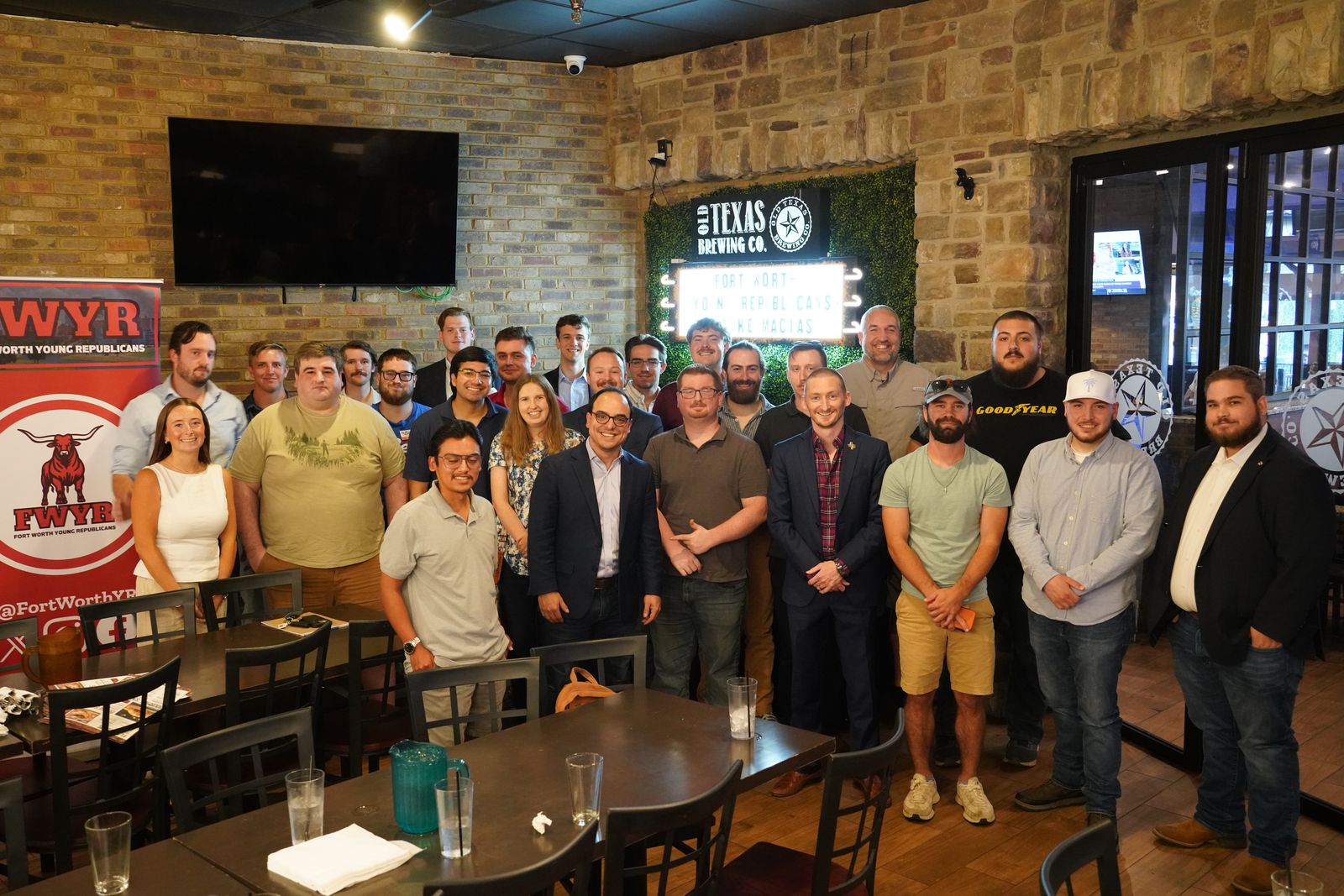 Fort Worth Young Republicans group photo at Old Texas Brewing Co.